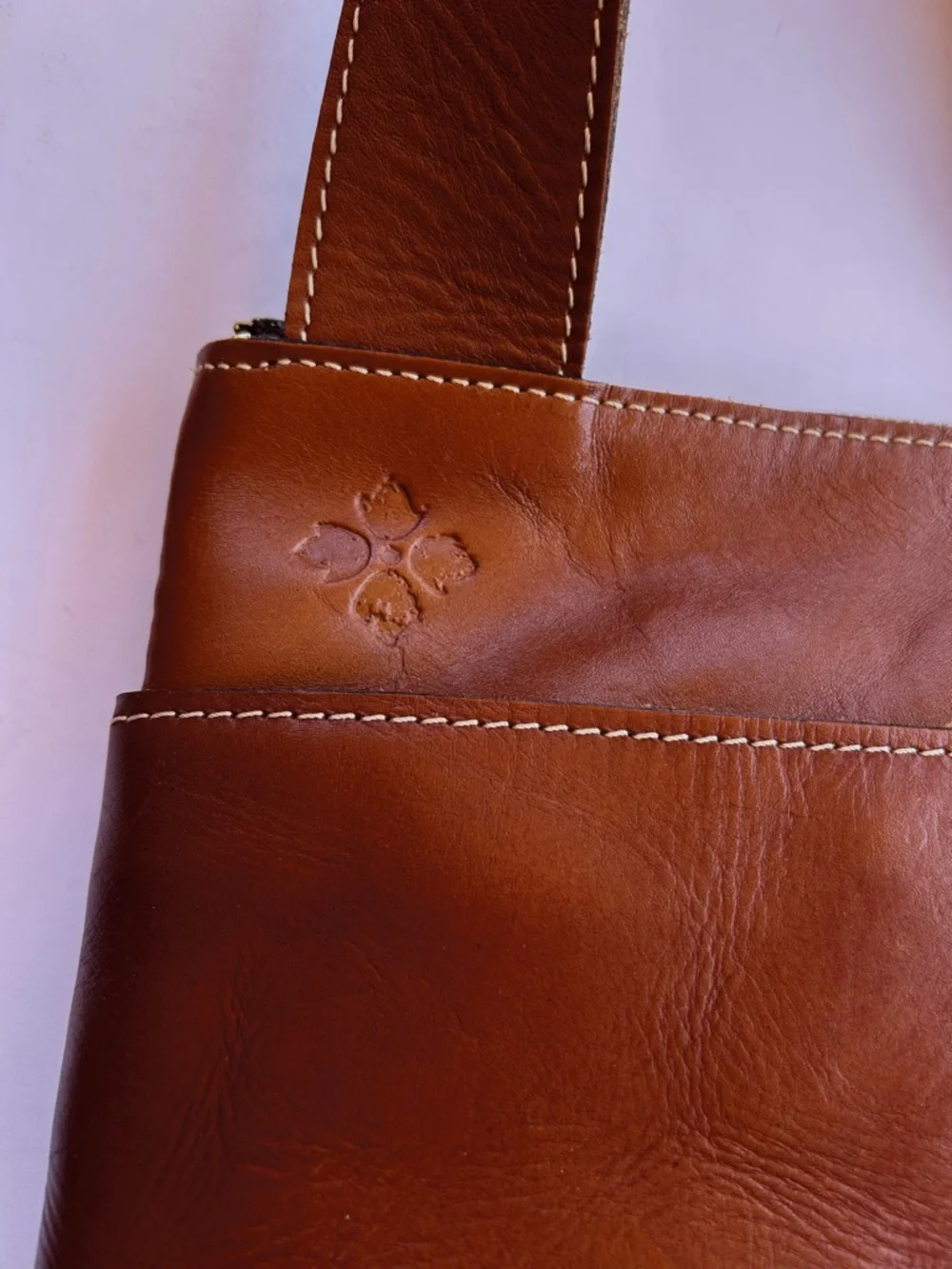 Like New Patricia Nash Tan Leather Messenger Crossbody with Adjustable Strap - Picture 9 of 12